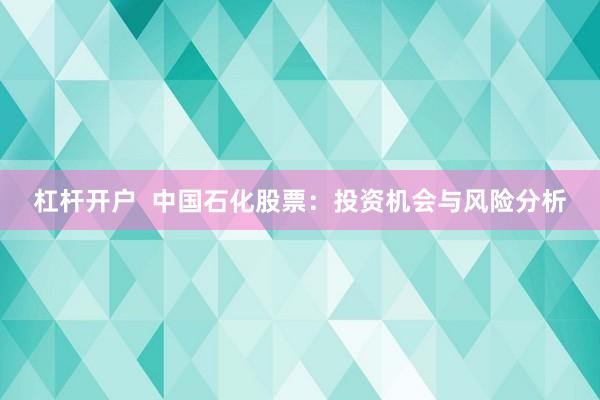 杠杆开户  中国石化股票：投资机会与风险分析