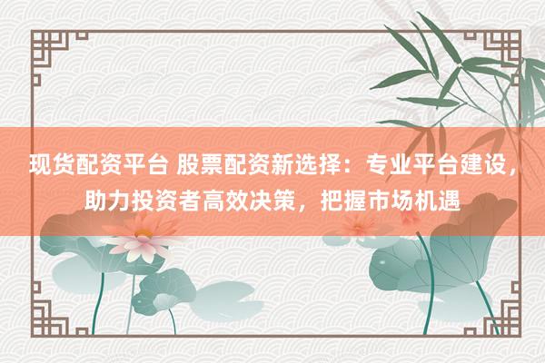 现货配资平台 股票配资新选择：专业平台建设，助力投资者高效决策，把握市场机遇