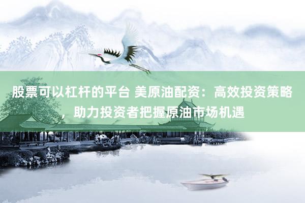 股票可以杠杆的平台 美原油配资：高效投资策略，助力投资者把握原油市场机遇