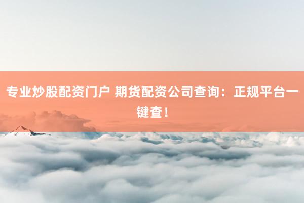 专业炒股配资门户 期货配资公司查询：正规平台一键查！