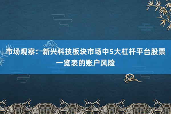 市场观察：新兴科技板块市场中5大杠杆平台股票一览表的账户风险