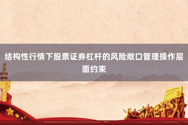 结构性行情下股票证券杠杆的风险敞口管理操作层面约束
