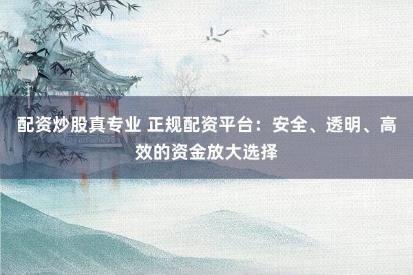 配资炒股真专业 正规配资平台:安全、透明、高效的资金放大选择