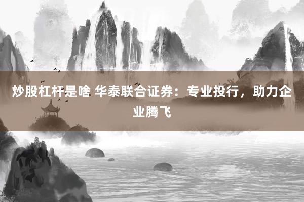 炒股杠杆是啥 华泰联合证券：专业投行，助力企业腾飞